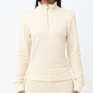 Half Zip Sweatshirt in Cream for Women - NWT - The Label